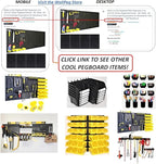 WallPeg Pegboard Bins & Cups - 15 each 5" Bins and 5 each 5" Cups - Hooks to Peg Board Panel Organize Hardware Arrange Accessories Workbench Tool Organizer Garage Storage -MADE IN USA-