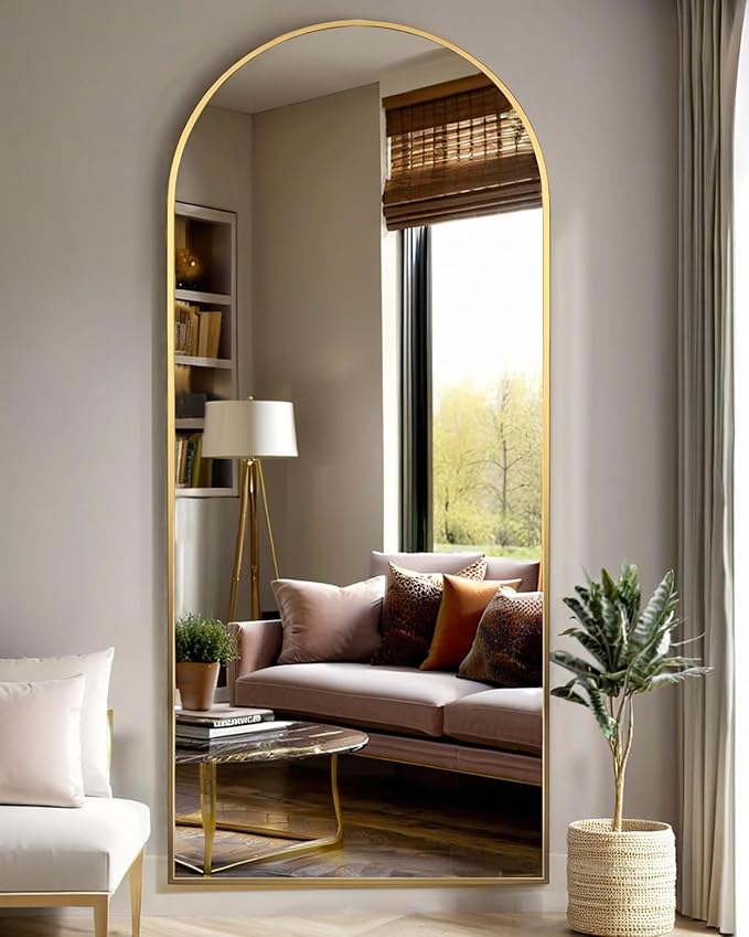 71"x32"Floor Mirror Full Length,Arched Full Length Mirror with Stand,Full Body Mirror,Hanging or Large Leaning for Bedroom Living Room Gold