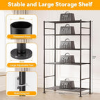 5 Tier Shelf Organizer Rack, Metal Shelving Unit with Adjustable Leveling Feet, Space-Saving Storage Shelves for Garage Closet Laundry Bathroom Kitchen Pantry, 33.07”Wx12.6”Dx72.04”H,Black