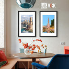 VCK 16x24 frame 5 Pack, Display Poster 12x18 with Mat or 16x24 without Mat, Textured Exclusive Solid Wood Picture Frame, Black