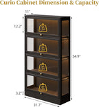 Display Cabinet with Acrylic Glass Doors,4-Tiers Curio Cabinet with LED Lighting for Collectibles, Collectibles Toy Organizers Rack & Display Shelf Display Case Storage Cabinet, Black
