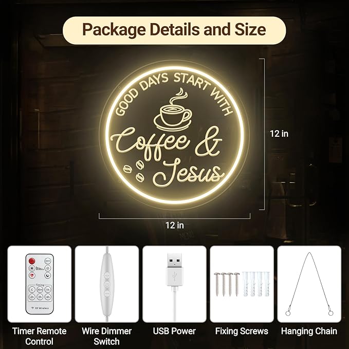 Coffee Bar Neon Sign, Warm White LED Coffee Light for Cafe Shop, Station Home Kitchen Bar Cart Event Area Party Gift for Lover Friends Family - Warm White