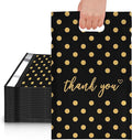 JinRuiKJ Poly Mailers with Handle 10x13 Inch 25 Pcs, Easy to Carry Packaging Bags for Small Business, Thank You Shipping Bags with Self Adhesive Strip, Tearproof and Waterproof - Gold Polka Dot