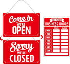 Open Closed Signs Business Hours Sign Set for Window Door Open Signs for Business Hour Closed Open Flip Sign Store Resturant Bar Red