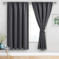 JIUZHEN Blackout Curtains for Bedroom - 60 Inch Wide Thermal Insulated Room Darkening Privacy Soundproof Curtains for Living Room, Set of 2 Panels with Tiebacks, 60 x 63 inches, Dark Grey