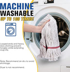 Matthew Cleaning Commercial Mop Head Replacement, 5 Inch Wide Headband, Looped End Cotton Blend String Wet Mops for Floor Cleaning, 18 oz Medium, 6-Pack White