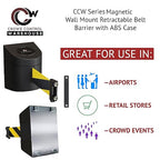 Crowd Control Warehouse - CCW Series WMB-230 Magnetic Wall Mount Retractable Belt Barrier - 30 Foot Belt, Red with"NO Entry" White Letters Belt with Black ABS Case