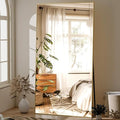 GLSLAND 71"x31" Full Length Mirror Extra Large Hanging or Leaning Rectangle Mirror Aluminum Alloy Thin Frame Bedroom Floor Dressing,Gold