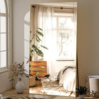 GLSLAND 71"x31" Full Length Mirror Extra Large Hanging or Leaning Rectangle Mirror Aluminum Alloy Thin Frame Bedroom Floor Dressing,Gold