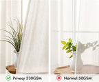MIULEE Non-See-Through Privacy Linen Curtains 2 Panels, Light Filtering Window Curtains Farmhouse Textured Back Tab Semi Sheer Drapes for Bedroom Living Room, 52 x 84 Inches Long, Natural White