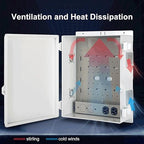 Outdoor Electrical Junction Box with High Power Outlet, 16" H* 12" L* 5.9" W, ABS Water Resistant Enclosure with Internal Mounting Panel & Hinged Cover.