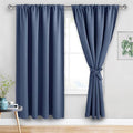JIUZHEN Blackout Curtains for Bedroom - Thermal Insulated Room Darkening Rod Pocket Curtains for Living Room, Set of 2 Panels with Tiebacks, 60 x 72 Inch Length, Dusty Blue