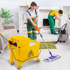 Commercial Mop Bucket with Wheels,20L Side Press Wringer and Handle Holder,Combo Cart Set for Home Office Floor Cleaning