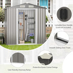 HAPPYGRILL 6 x 4 ft Outdoor Metal Storage Shed, Galvanized Steel Shed with Tilted Roof, Lockable Sliding Doors & 4 Air Vents, Utility Shed for Backyard Garden Patio Lawn