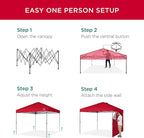 Best Choice Products 10x10ft Easy Pop Up Canopy w/Side Wall, 10 Pockets, Portable Carrying Case, 1-Button Setup, 4 Weight Bags - Red