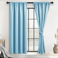 JIUZHEN Blackout Curtains for Bedroom– Thermal Insulated,Noise Reducing Room Darkening Privacy Drapes for Living Room, Set of 2 Panels with Tiebacks, 38 x 72 inch Long, Light Blue