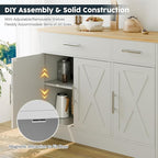 SUNLEI Sideboard Buffet with Storage, Farmhouse Kitchen Cabinet with 3 Doors and 2 Drawers, Coffee Bar Cabinet with Storage for Living Room, White