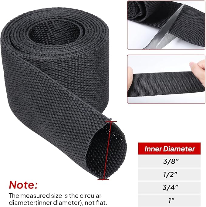 3/4" - 18 feet High Temp Heat Shrink Wire Loom, 2 to 1 Ratio Braided Heat Shrinkable Fabric Wire Management Sheath Sleeving