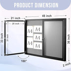 Enclosed Bulletin Board 48"x36" Outdoor Weatherproof Cork Noticeboard with Locking Door Wall-Mounted Gray Fabric Black Aluminium Frame for Home, School, Office, Community, Hospital