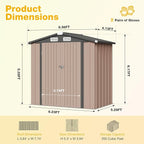 6x4 FT Outdoor Storage Shed with Lockable Double Doors & Loping Roof, Outdoor Metal Shed for Bike, Tool, Generator Storage in Backyard, Patio (6’x4’)