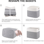 OIAHOMY Storage baskets for Shelf, Toy Storage Basket, Collapsible Storage Bins, Blanket Basket Living Room, Closet Storage for Bedroom, 16.5 x 13 x 12 Inches-Pack of 2-Brown