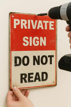 Private Sign Do Not Read Oops Too Lates Funny Tin Metal Sign 12x8 Inch - Retro Vintage Wall Art Decor for Home or Garage (NOread)