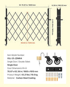 VEVOR Single Folding Security Gate, Lockable Scissor Gate with 360° Swivel Casters, Outdoor Barricade Steel Retractable Gates, for Entry Security, Garage, Warehouse & Pool, 70.87 x 63.39 in (W x H)