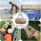 Large Wicker Picnic Basket with Handles,Handle Sturdy Woven Body with Removable and Washable Lining,Outdoor Camping,Gift Packing,Garden Picking, Storage.Yellow Flower