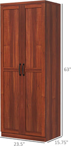HOMCOM 63" 2-Door Kitchen Pantry, Freestanding Storage Cabinet with 5-Tier Shelving and 2 Adjustable Shelves for Dining Room, Tan