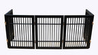 Pet Dog Gate Strong and Durable Freestanding Folding Acacia Hardwood Portable Wooden Fence Indoors or Outdoors by Urnporium (Black Pet Gate, 5 Panel 24" Tall)
