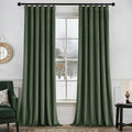 MIULEE Velvet Curtains 96 Inches Long 2 Panels Set for Bedroom, Pinch Pleat Back Tab Thermal Insulated Living Room Darkening Drapes Pleated Blackout Floor to Ceiling Curtains with Hooks, Olive Green