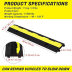 3 Pack Heavy Duty Rubber Cable Protectors with 2 Channel Ramps, 11000lbs Capacity Speed Bumps for Cables and Vehicles, Durable for Indoor and Outdoor Use