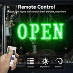 Open Sign for Business Super Bright LED Flashing Open Signs 40x14 Inch Large Light Up Open Sign with Remote Control, Hanging Installation for Storefront Window Door (Flash Green& White)
