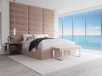 VANT Upholstered Bed Bench - Velvet Blush - Brushed Nickel - Contemporary Modern, Bedroom Bench Seat, Hallway, or Entryway