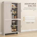 HOMCOM 64" Kitchen Pantry Cabinet, Freestanding Storage Cabinet with 4 Doors and 3 Adjustable Shelves for Dining Room, Antique White