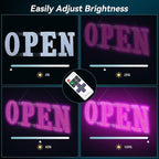 40'' × 14'' Large LED Open Signs for buiness with Remote, 14 Scene Modes Unique Design Light Up Sign for Window Store Retail Restaurant Pink