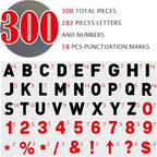 Leinuosen 300 Pcs Sign Letter Printed on Marquee Flexible Outdoor Black Portable Sign Board Plastic Changeable Letters and Numbers Punctuation Acrylic Numbers(8'', 9'')