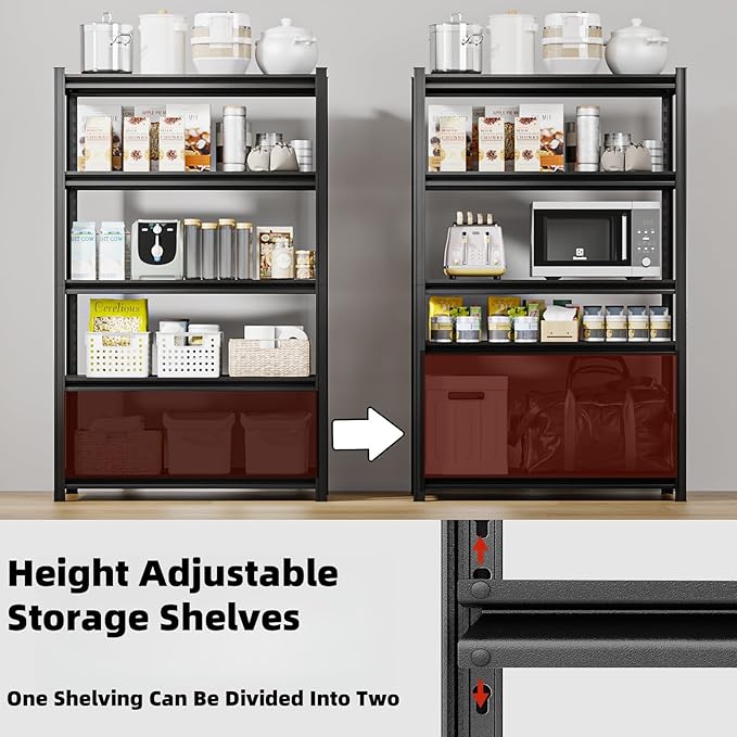 62" W x 24" D x 84" H Garage Shelving Heavy Duty Metal Shelving 3500LBS Storage Shelves Adjustable Metal Shelves for Storage Industrial Garage Shelves for Warehouse Basement