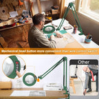 12X Large Magnifying Glass with Light and Clamp, Real Glass, 5 Color Modes, Stepless Dimmable, 2 x 16 Inch Adjustable Swing Arm Stand Desk Lamp, LED Lighted Magnifier Hands Free for Close Work - Green