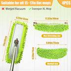 4PCS XL Dust Mop Pads Compatible with Swiffer XL Sweeper,X-Large Reusable Dry Sweeping Cloths for Swiffer,XL Wet Pads Refills & XL Washable Wet Mopping Cloths for Hardwood Floor/Tile/Marble Cleaning