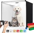 Photo Studio Light Box Photography 32"x32" with 100 LED and 6 Colors Backdrops Photo Box with Lights, Foldable Picture Box for Product Photography with 6500K Brightness