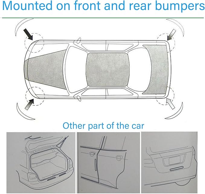 Anti-Collision Patch Car Bumper Protector Trim - Universal Anti-Scratch Strip for Rear Bumper and Door Edge Guards (White, 4-Pack)