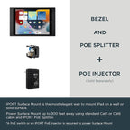 iPort 70808 Surface Mount System iPad Wall Mount – Slim & Secure iPad 10.2" (9th, 8th, 7th Gen) Enclosure | Built-in PoE Charging | Aluminum Flush Wall Dock for Smart Home & Commercial Use – Black