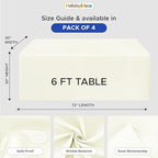 HolidayIdeas Fitted Tablecloths for 6 Foot Rectangle Table, Wrinkle Resistant Washable Table Cover 30x72 Inch for Vendor Booth Display, Banquet, Trade Show, Beige, 4 Pcs