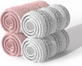 JOYMOOP Mop Replacement Pads, Reusable Microfiber Mop Pads for 13-inch Flat Mop and Mop Bucket Set, Pack of 4 Refills - Stripe and Pink