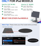 Magnetic iPad Stand with Wireless Charging, 18W Fast Charger, Suction Cup Base, 360° Rotating Panel & Foldable, ONLY for iPad Pro12.9” (M2/M1/4th/3rd) & Air13” (M3/M2), Work/Study Desk - Gray