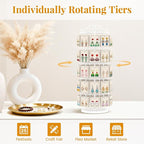 EsLuker.ly Earring Holder Organizer Rotating Display Tree Stand, Adjustable Height Earring Card Hanger Rack with 50 Hooks for Vendors Market Selling, 5 Tier Metal Jewelry Storage Tower, White