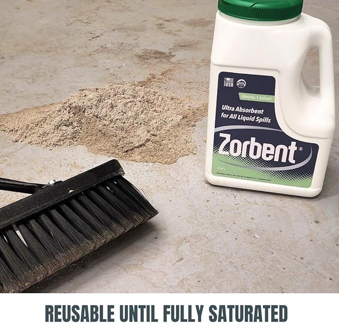 Zorbent Oil Spill Absorbent | 5 Quart Jug Absorbs up to a Gallon of Liquid. Non-Toxic, Low-Dust, with Cleaning Agent. For Fast Industrial and Commercial Spill Cleanup