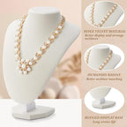 6 Pcs Necklace Display Stand Necklace Holder Jewelry Bust Display Stands for Selling Home Store Trade Shows Photography Props Retail(Beige,Velvet)