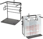 Sieral 2 pack Plastic Grocery Bag Holder Stand Chrome T Shirt Rack Fits 11½''W x 6''D x 21''H, plastic bag holder for Kitchen, Retail, Grocery, Shopping, Restaurant, 10.5''W x 13''L x 13.5''H(Black)